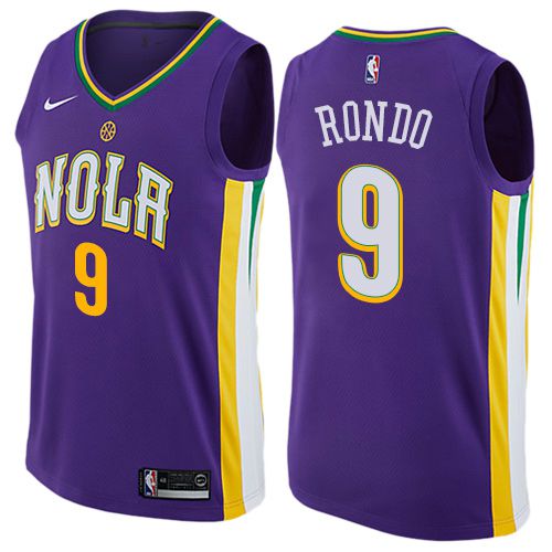 Men New Orleans Pelicans 9 Rondo Purple Game Nike NBA Jerseys